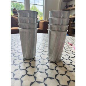 Vintage Zephyrware Aluminum Tumblers Set Of 8 5" Tall Light